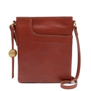 Margot New York Split Pocket Leather Crossbody In Brandy